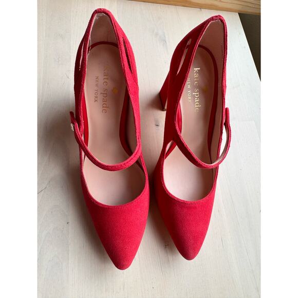 Kate Spade Red Suede Meredith Pointed-Toe Pumps Women’s Size 7 US - Picture 11 of 15